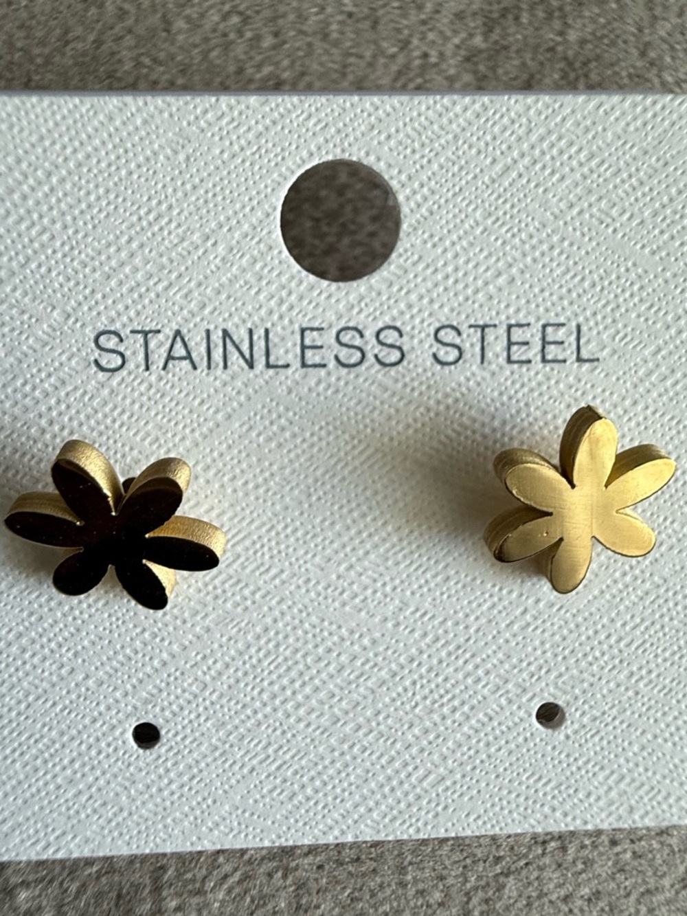 Gold Flower Stainless Steel Stud Earrings - Floral Minimalist
